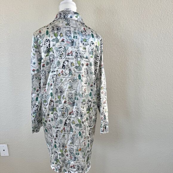 Disney Animators Collection Sleep Shirt Womens Small White Princess Lounge Gown - Picture 6 of 16